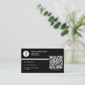 Zwart, elegant, marmer, modern, minimalistisch, QR Visitekaartje (Staand voorkant)