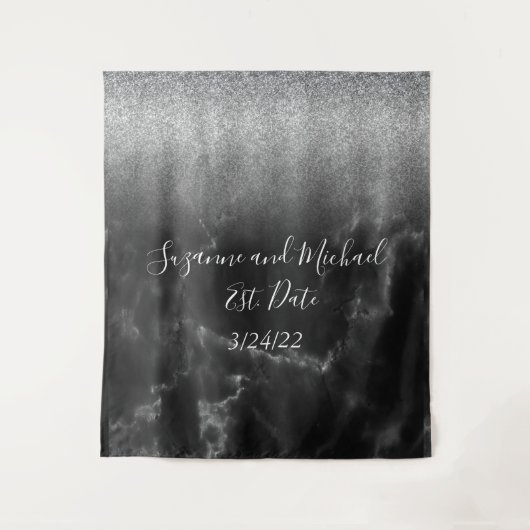 Zwart Elegant Marmeren Tapijt Wandkleed (Voorkant)