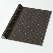 Zwart Elegant Minimaal Kant Wit Lattice Burlap Cadeaupapier (Uitgerold)