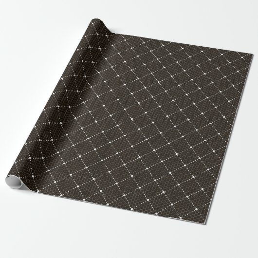 Zwart Elegant Minimaal Kant Wit Lattice Burlap Cadeaupapier (Uitgerold)