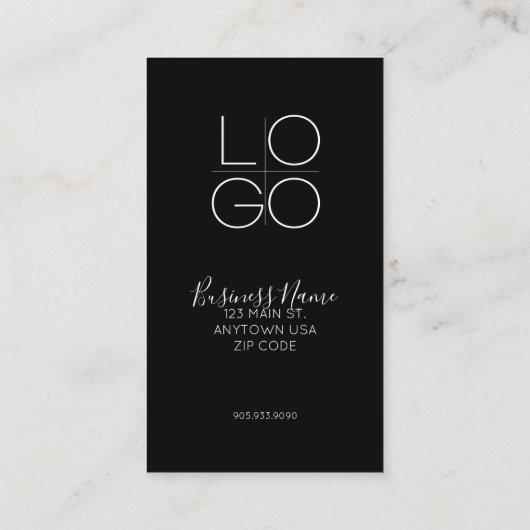 Zwart Elegant Minimaal Script Promo Korting QR Visitekaartje (Achterkant)