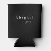 Zwart Elegant Minimalist Script Naam Gepersonalise Blikjeskoeler (Voorkant)