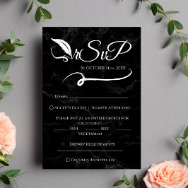 Zwart Elegant Minimalistisch Handgeschreven Bruilo RSVP Kaartje
