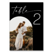 Zwart elegant minimalistisch script boog foto brui kaart (Voorkant)