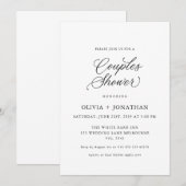 Zwart Elegant Modern Couples Douche Kalligrafie Kaart (Voorkant / Achterkant)