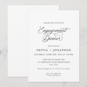 Zwart Elegant Modern Kalligrafie Verloving Diner Kaart (Voorkant / Achterkant)