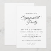 Zwart Elegant Modern Kalligrafie Verlovingsfeest Kaart (Voorkant / Achterkant)