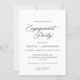 Zwart Elegant Modern Kalligrafie Verlovingsfeest Kaart