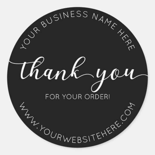Zwart Elegant, Modern, Minimalistisch, Dank Je Ronde Sticker (Voorkant)