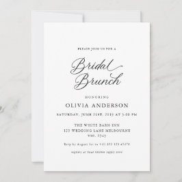 Zwart Elegant Modern Script Bridal Brunch Kaart