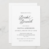 Zwart Elegant Modern Script Bridal Brunch Kaart (Voorkant / Achterkant)