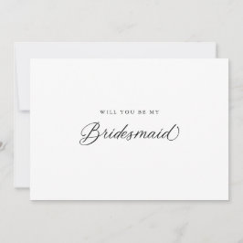 Zwart Elegant Modern Script bruidsmeisje voorstel Kaart