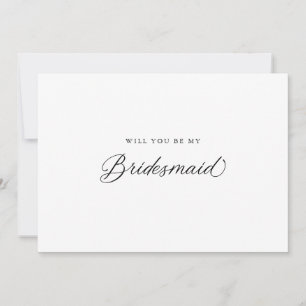 Zwart Elegant Modern Script bruidsmeisje voorstel Kaart