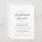 Zwart Elegant Modern Script Bruidsmeisjes Brunch Kaart (Voorkant)