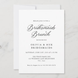 Zwart Elegant Modern Script Bruidsmeisjes Brunch Kaart