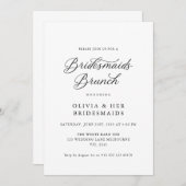 Zwart Elegant Modern Script Bruidsmeisjes Brunch Kaart (Voorkant / Achterkant)