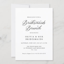 Zwart Elegant Modern Script Bruidsmeisjes Brunch Kaart