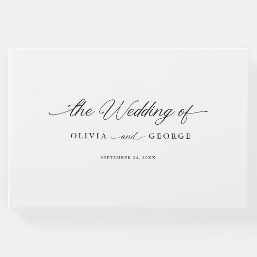 Zwart Elegant Modern Script Kalligrafie Gastenboek (Voorkant)