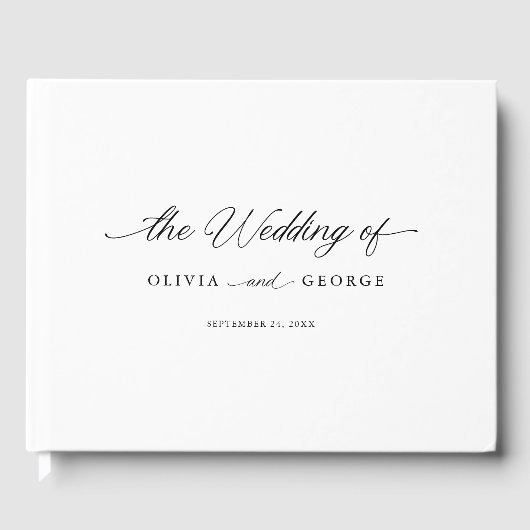 Zwart Elegant Modern Script Kalligrafie Gastenboek (Voorkant)