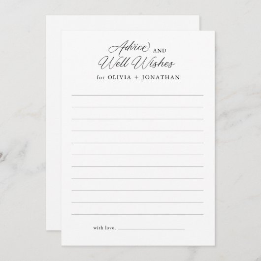 Zwart Elegant Modern Script Well Wishes Advieskaart (Voorkant / Achterkant)