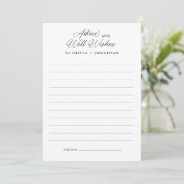 Zwart Elegant Modern Script Well Wishes Advieskaart