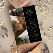 Zwart Elegant Monogram Asymmetrische Foto's Bruilo Folie Uitnodiging