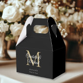 Zwart Elegant Monogram Bruiloft Bedankdoosjes