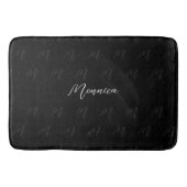 Zwart elegant monogram script badmat (Voorkant)