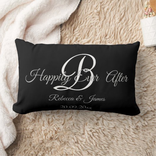 Zwart elegant monogrammen, gelukkig, altijd na kussen (Deken)
