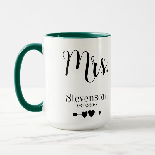 Zwart Elegant Mr. Mrs. Echtgenoot Vrouw Bruiloft P Mok (Links)