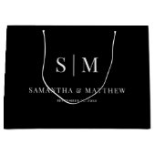 Zwart Elegant Paar Initialen Wedding Sponsors Groot Cadeauzakje (Voorkant)