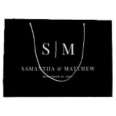 Zwart Elegant Paar Initialen Wedding Sponsors Groot Cadeauzakje (Achterkant)