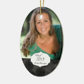 Zwart elegant patroon afstuderen fotoversiering keramisch ornament (Links)