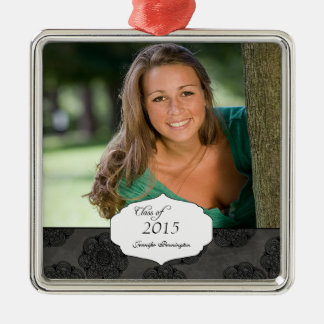Zwart elegant patroon afstuderen fotoversiering metalen ornament