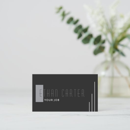 Zwart Elegant Professioneel Monogram Visitekaartje (Staand voorkant)