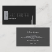 Zwart Elegant Professioneel Monogram Visitekaartje (Voorkant / Achterkant)