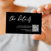 Zwart Elegant QR Code Bruiloft Details Informatiekaartje