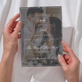 Zwart Elegant QR Code Foto Overlay Save The Date