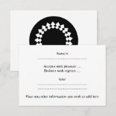 Zwart elegant rond design. Kunstdecostijl. RSVP Kaartje (Voorkant / Achterkant)