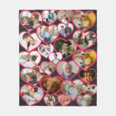 Zwart Elegant rood hart | Familie fotocollage Fleece Deken (Voorkant)