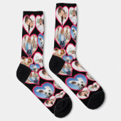 Zwart Elegant Rood Hart Patroon | 5 Fotocollage Sokken (Rechts)