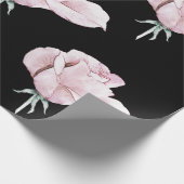 Zwart elegant roze Roos Waterverf ompakken papier (Hoek)