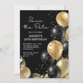 Zwart Elegant Script 50e verjaardag Kaart (Voorkant)