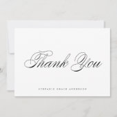 Zwart Elegant Script Afstuderen Bedankkaart (Voorkant)