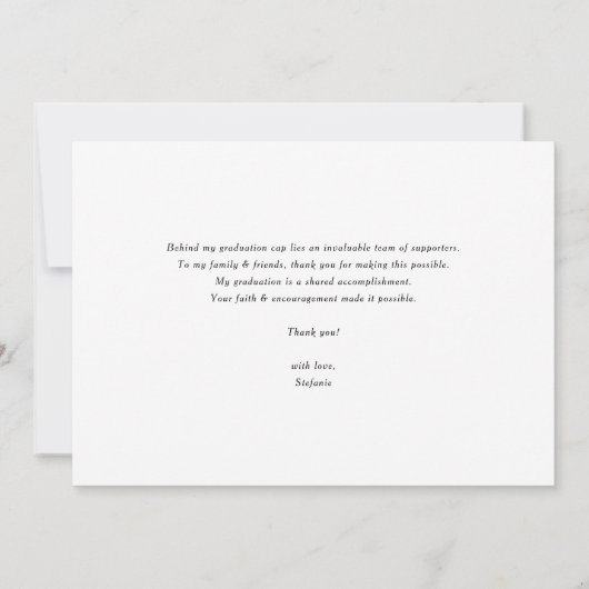 Zwart Elegant Script Afstuderen Bedankkaart (Achterkant)