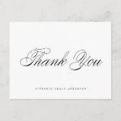 Zwart Elegant Script Afstuderen Dank u Briefkaart (Voorkant)