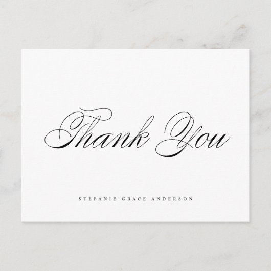 Zwart Elegant Script Afstuderen Dank u Briefkaart (Voorkant)
