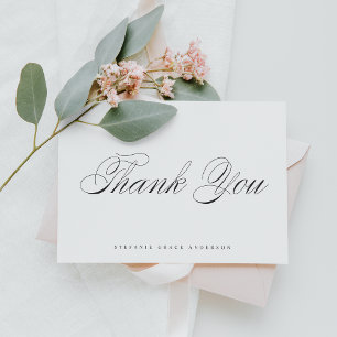 Zwart Elegant Script Afstuderen Dank u Briefkaart