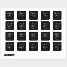 Zwart Elegant Script Afstuderen Dank u Vierkante Sticker