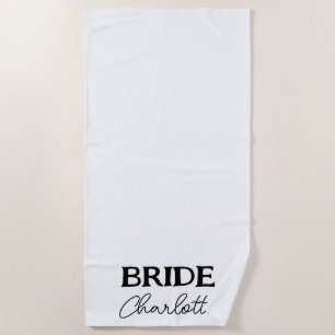 Zwart Elegant Script Bride Wit Strandlaken